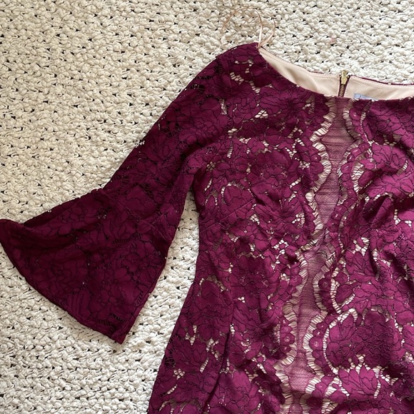 🍷 Danny & Nicole Floral Lace Bodycon Dress 🍷 - Picture 3 of 12